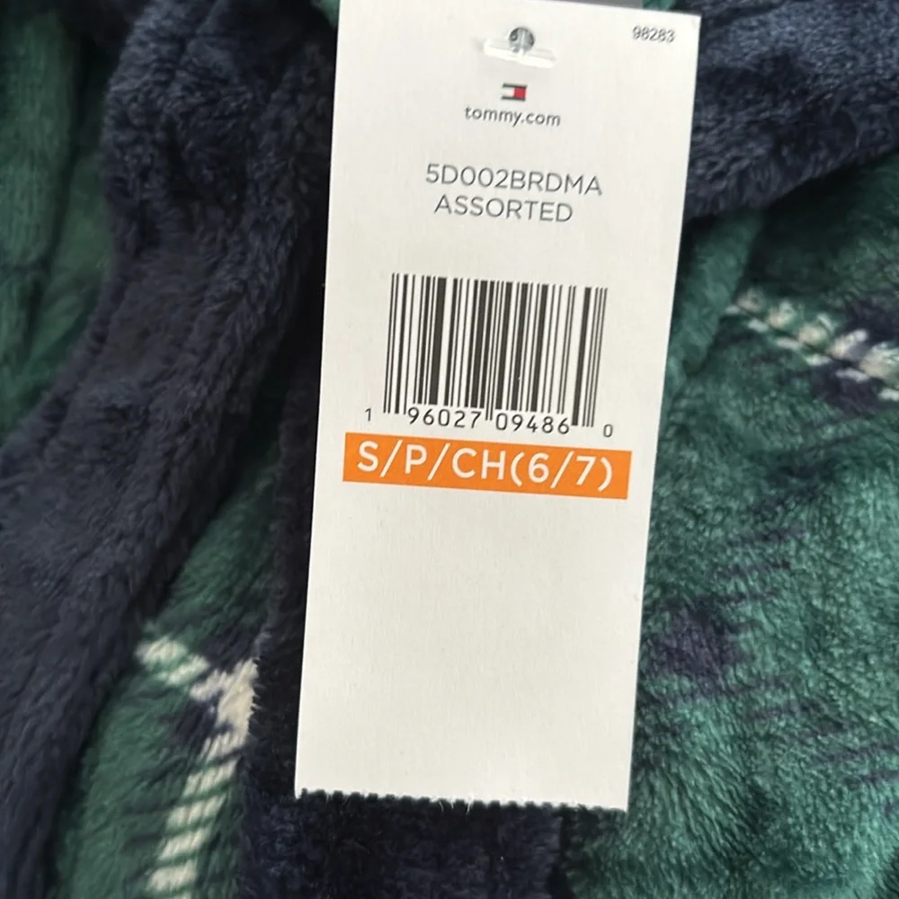 Tommy Hilfiger Boys Green and Navy Plaid Robe